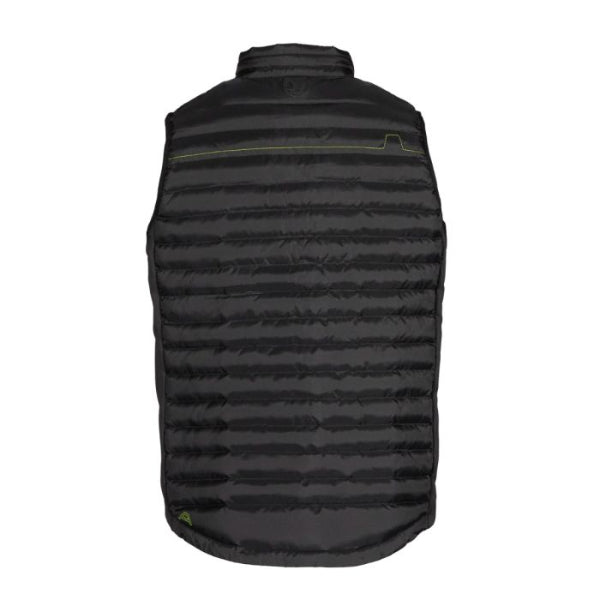 Black puffer Gilet on a white background
