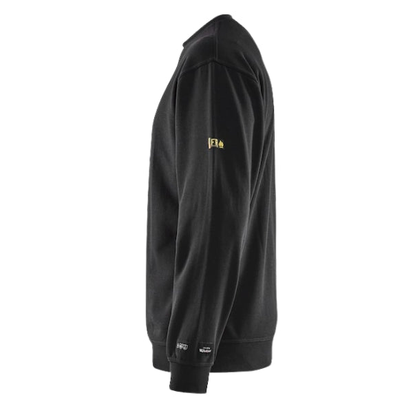 Detail view of the Blaklader Inherent Flame Resistant Sweatshirt 3074 showing brushed terry fabric texture and rib-knit cuff.