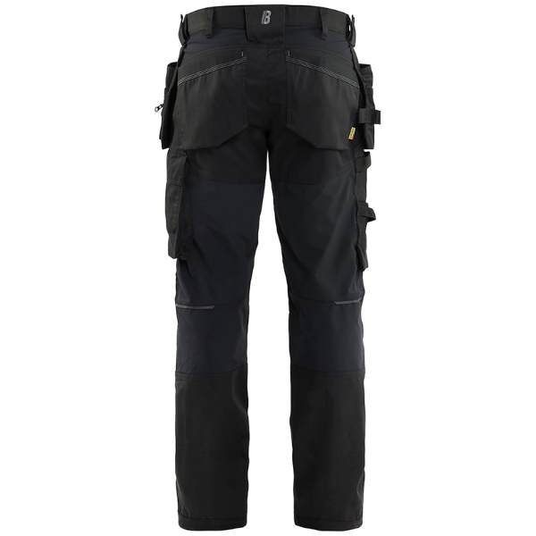 Full rear view of Black Blaklader Craftsman Trousers Stretch 1750 showing rear pockets, stretch zones, and reinforced details.