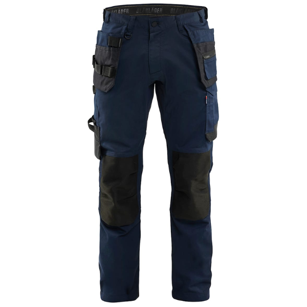 Full front view of Blaklader Craftsman Trousers Stretch 1750 with pre-bent knees and functional storage pockets.