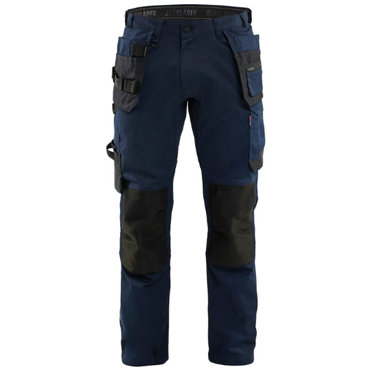 Full front view of Blaklader Craftsman Trousers Stretch 1750 with pre-bent knees and functional storage pockets.