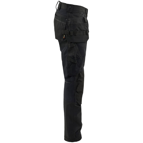 Black work pants on a white background. 