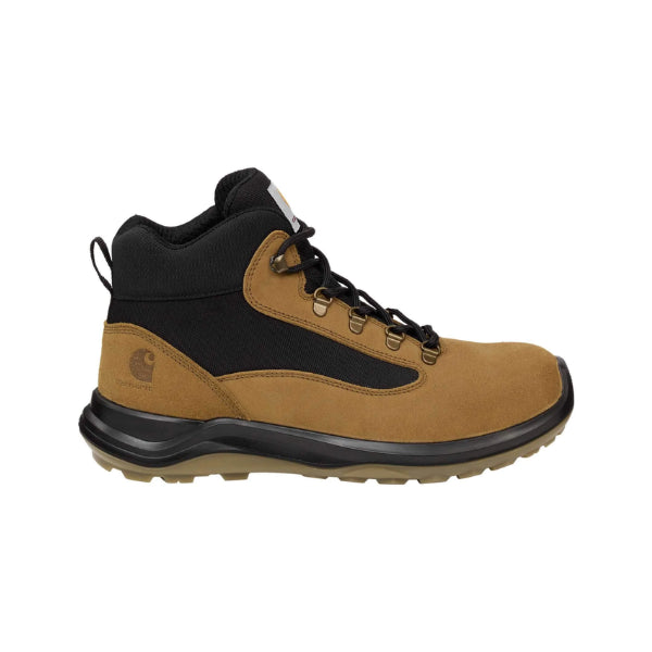 Rear view of the Carhartt Belmont Rugged Flex safety work boot showing reinforced heel support and collar padding.