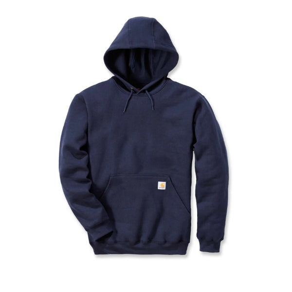 Carhartt TS0121 Loose Fit Midweight Hooded Sweatshirt in new navy with hood and kangaroo pocket.
