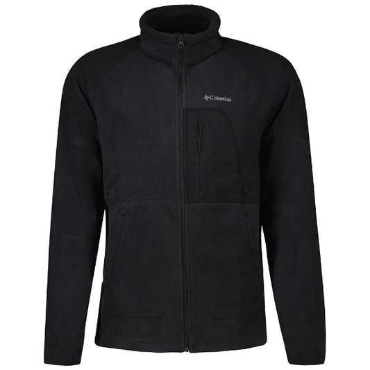 Columbia Superior Summit Grid Fleece Jacket in black, front view with full zip, zippered chest pocket and Columbia logo