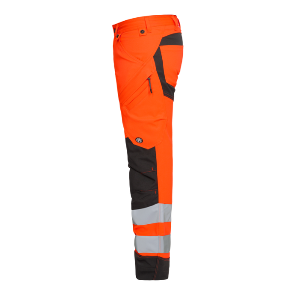 Side profile of Engel 2544-314 trousers from the left showing ergonomic fit, pocket detailing, and reflective tape.