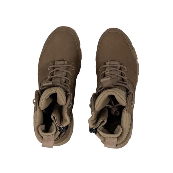 Top-down view of the Hard Yakka Fusion Work Boot S7S in tan showing the lace-up system and tongue construction.