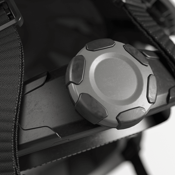 Hellberg helmet accessory mount points for hearing protectors and visors, white ABS shell