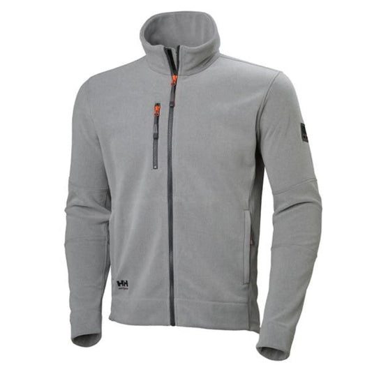 Front view of the Helly Hansen Kensington fleece jacket 72158 in grey melange with full zip design and Polartec Wind Pro fabric on a white background