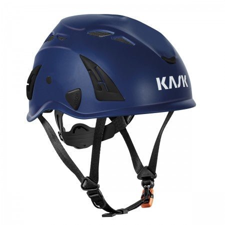 KASK Superplasma AQ Safety Helmet in blue, front view, showing 14 ventilation air intakes