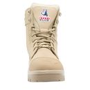 Front view of Steel Blue sand-color zip boot – trusted workwear by Kustom Workwear