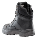 Close-up of the steel-toe black safety boot with lace and zip closure from Steel Blue.