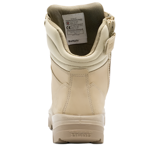 Ankle-high Steel Blue Zip boot in sand – shop now at Kustom Workwear