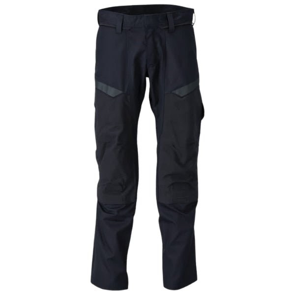 Front view of the Mascot Flame Retardant Work Trousers 21579-281 with CORDURA kneepad pockets and stretch zone panelling.