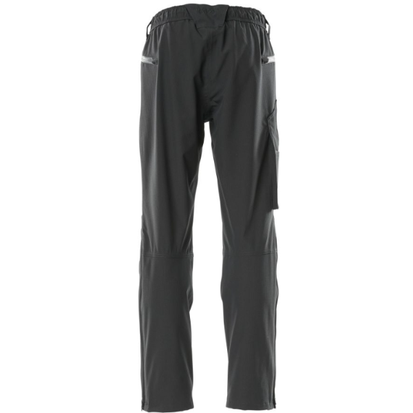 Rear view of Mascot 18690 black over trousers showing adjustable waistband and clean, minimal back design.