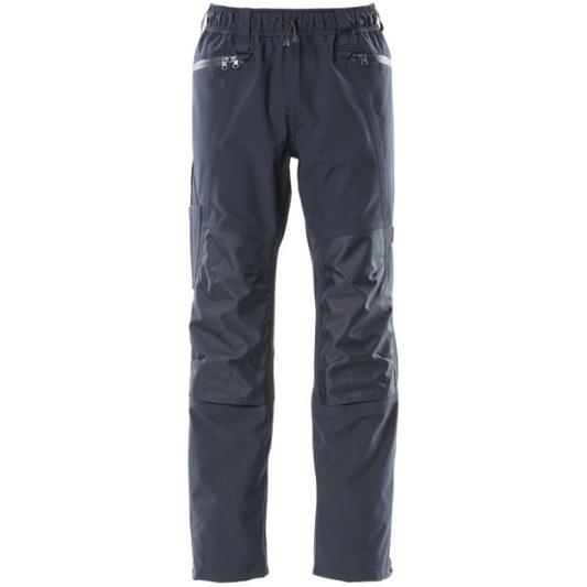 Front view of Mascot Accelerate Over Trousers 18690 in black, designed for weather protection with a roomy fit.