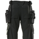 Detailed pocket panel of Mascot 17031 work trousers with integrated ID holder and utility compartments.
