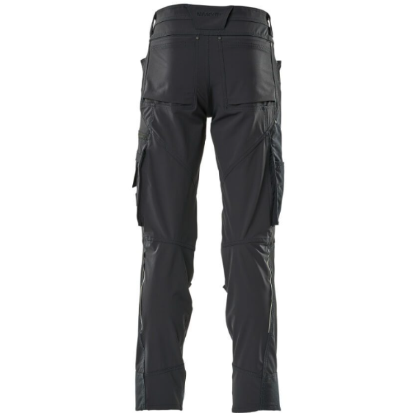 Back view of Mascot 17179 stretch trousers with dual rear pockets and durable waistband reinforcement – built for trade professionals.