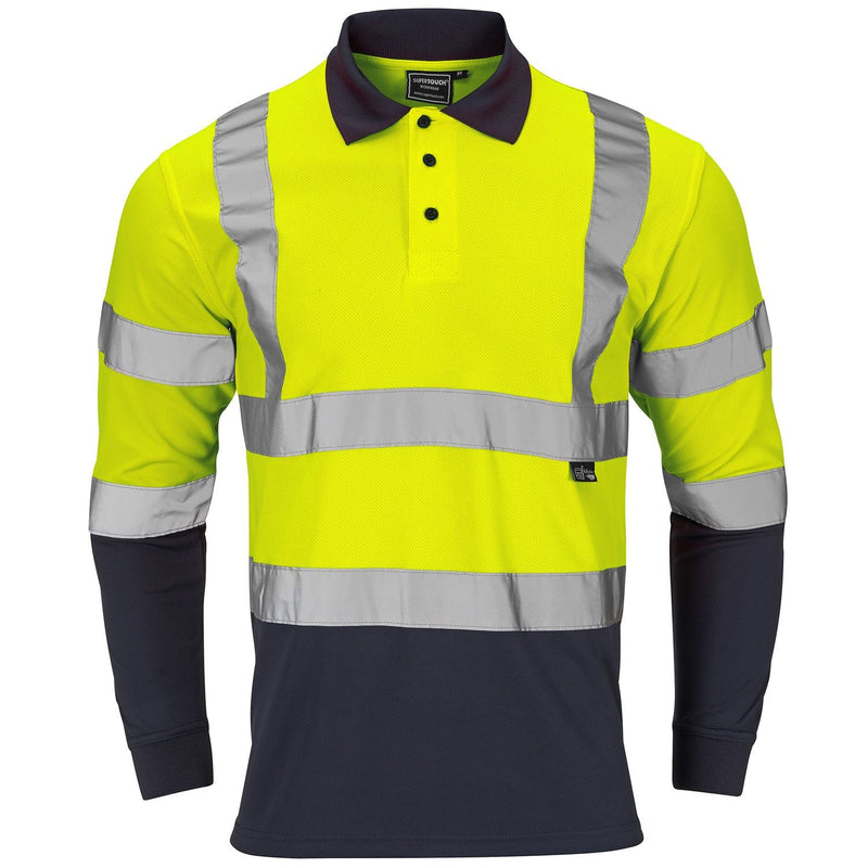 Supertouch Hi Vis Two Tone Long Sleeve Polo Shirt