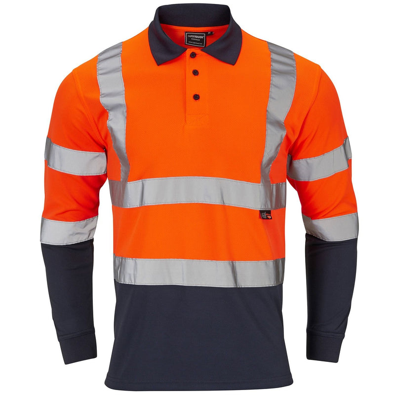 Supertouch Hi Vis Two Tone Long Sleeve Polo Shirt