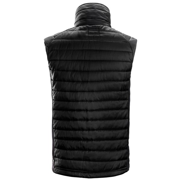 Rear view of the Snickers 4512 AllroundWork 37.5 Insulator Vest in black, highlighting the back panel design and sleeveless construction.