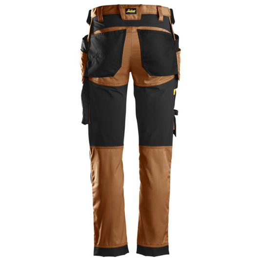 Back view of Snickers 6241 brown stretch work trousers – Kustom Workwear.