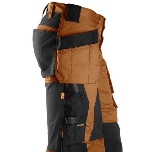 Two-tone work pants with brown and black colors on a white background - Kustom Workwear