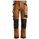 Front view of Snickers 6241 brown stretch work trousers – Kustom Workwear.