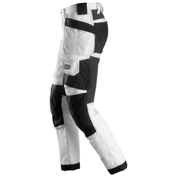 Left-side profile of Snickers 6241 white stretch trousers – Snickers Workwear