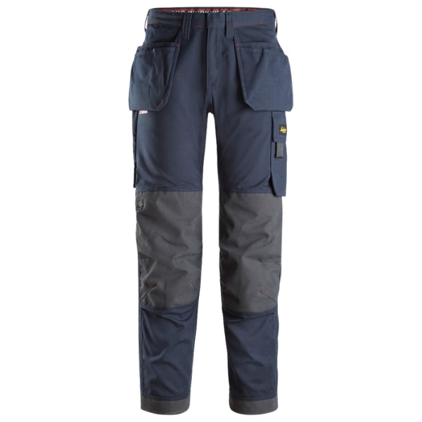 Front view of the Snickers 6286 ProtecWork Arc Work Trousers in navy showing holster pockets and regular fit cut.