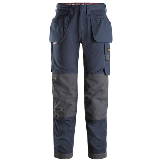 Front view of the Snickers 6286 ProtecWork Arc Work Trousers in navy showing holster pockets and regular fit cut.