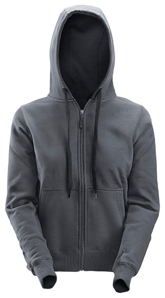 Front view of the Snickers Women’s Zip Hoody 2806 displayed on a mannequin-like form, featuring a full zip and kangaroo pockets.