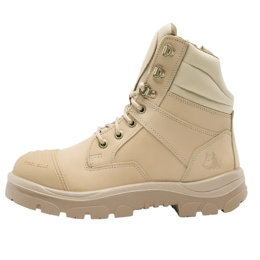 Sturdy Nubuck leather finish on Steel Blue Southern Cross Zip boot from Kustom Workwear