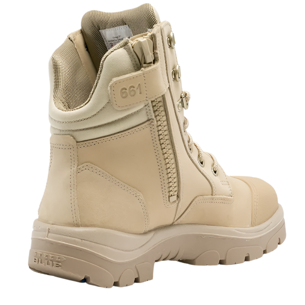 Heavy-duty safety footwear with side zip – Steel Blue from Kustom Workwear.