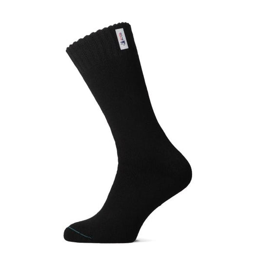 Steel Blue Force Work Socks in black, side view showing the full sock from cuff to toe