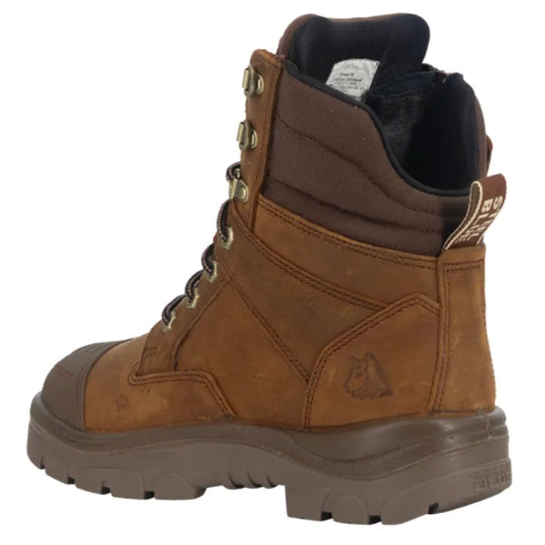 Rear view of the Steel Blue Southern Cross zip work boot highlighting padded heel support and ankle cushioning.
