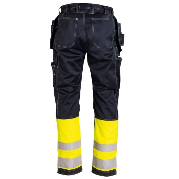 Back view of the Tranemo Flame Retardant Craftsman Trousers 505088 showing Cantex Stretch back panel and reinforced back hem.