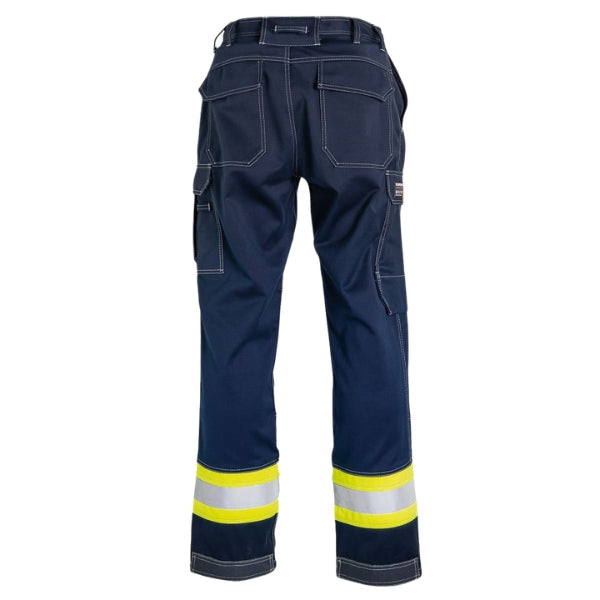 Back view of the Tranemo Flame Retardant Trousers 572088 showing Cantex Stretch back panel and reinforced back hem.