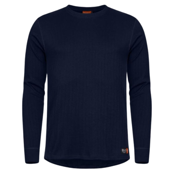 Front view of the Tranemo Flame Retardant Long Sleeve T-Shirt 594092 in inherent FR tricot with round neck and long sleeve.