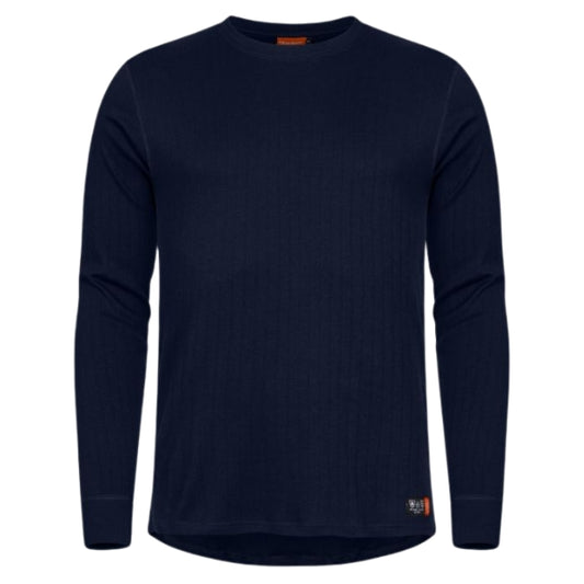 Front view of the Tranemo Flame Retardant Long Sleeve T-Shirt 594092 in inherent FR tricot with round neck and long sleeve.