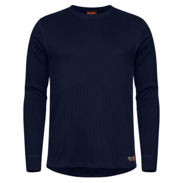 Front view of the Tranemo Flame Retardant Long Sleeve T-Shirt 594092 in inherent FR tricot with round neck and long sleeve.