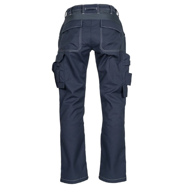 Back view of the Tranemo Flame Retardant Stretch Trousers 602281 showing stretch back yoke and hip pocket with flap.