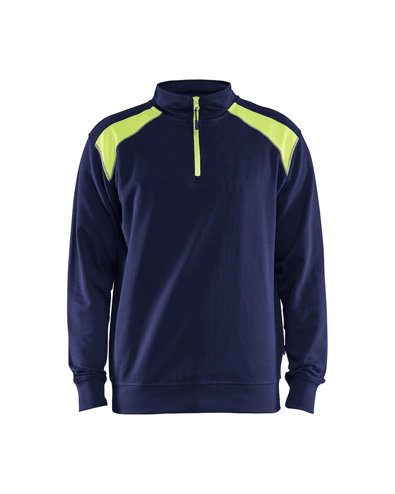 Blaklader 3353 Half-Zip 2-Tone Sweatshirt Navy Blue/Vis Yellow