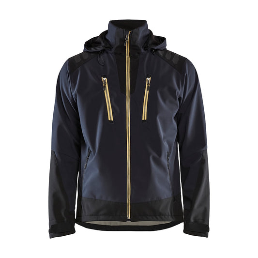 Blaklader Softshell Jacket. Yellow trim chest pockets and full front zip.