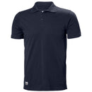 Navy blue polo shirt with a brand logo on a white background.