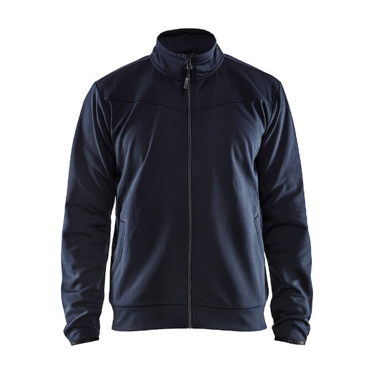 Navy Blaklader sweatshirt on a white background. Full Zip.