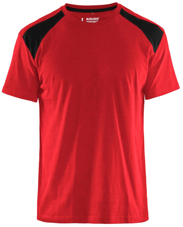 Enhance your workwear with the Blaklader T-Shirt 3379 in Black/Red. This durable and breathable two-tone t-shirt is designed for professionals who demand both comfort and style on the job.