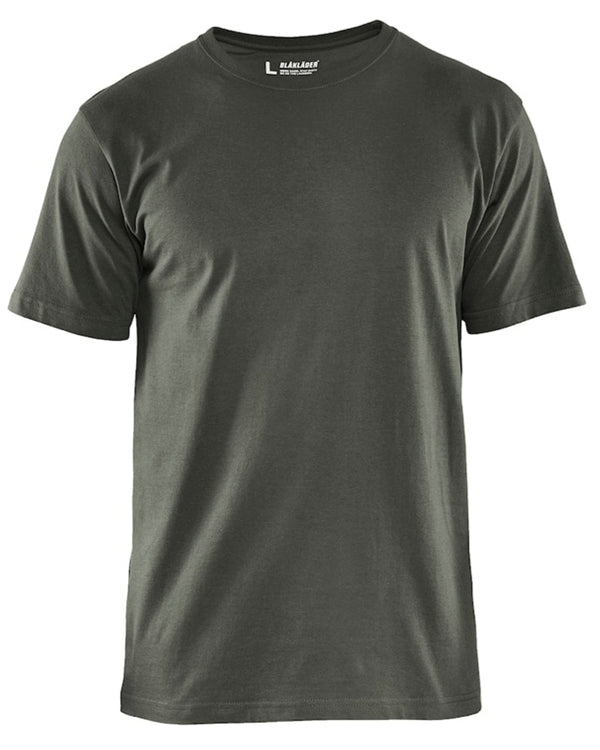 Blaklader T-Shirt 3525. Colour is Army Green. Front view of 3525 shirt.