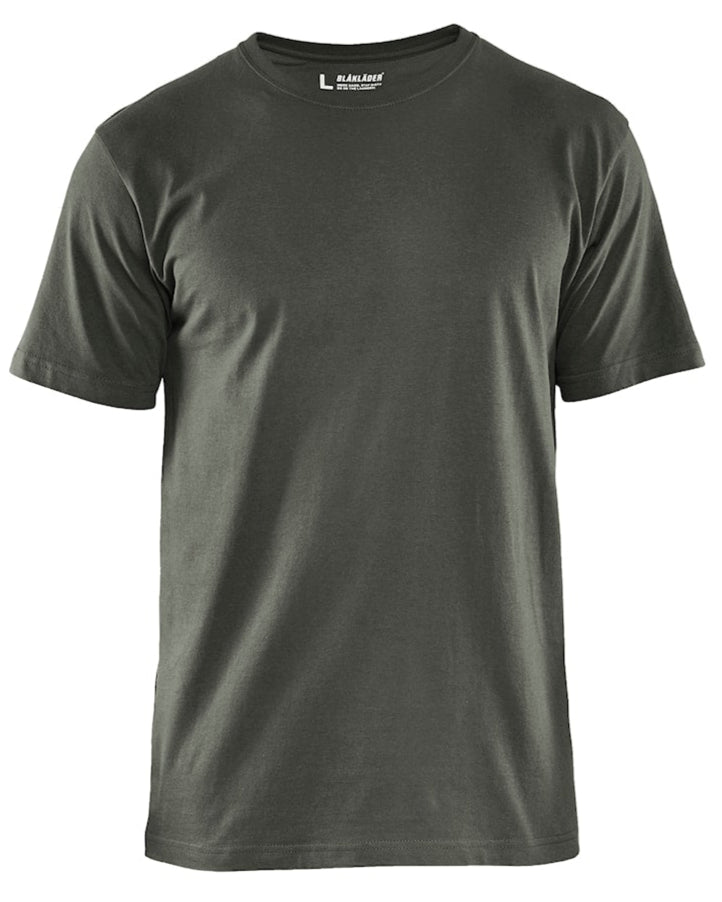 Blaklader T-Shirt 3525. Colour is Army Green. Front view of 3525 shirt.
