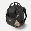 A black CLC Work Gear tool backpack with multiple pockets and compartments, featuring padded shoulder straps and a beige bottom.